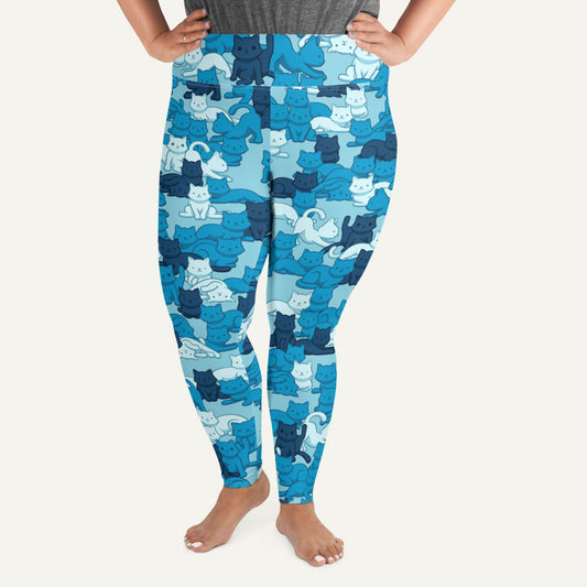 Blue Camo Cat Plus Size Leggings