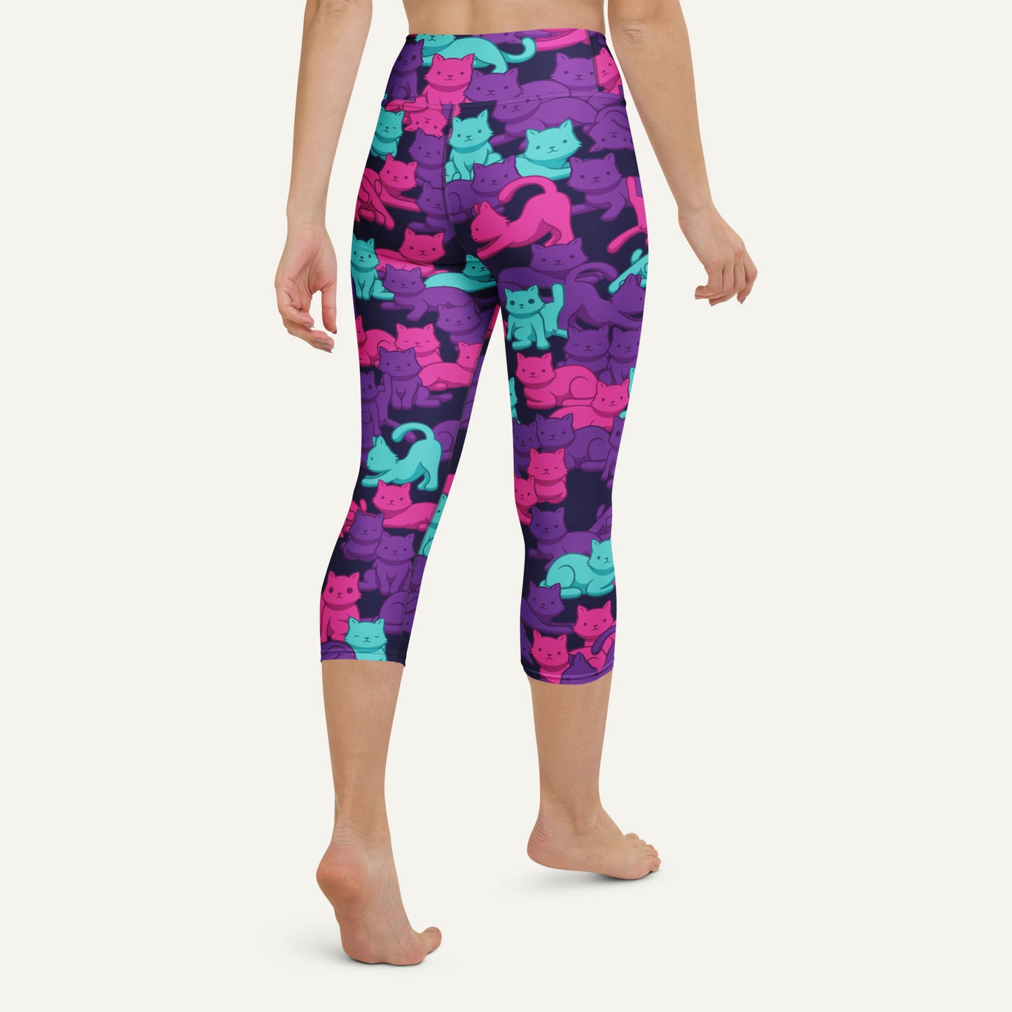 Cyberpunk Camo Cat High-Waisted Capri Leggings