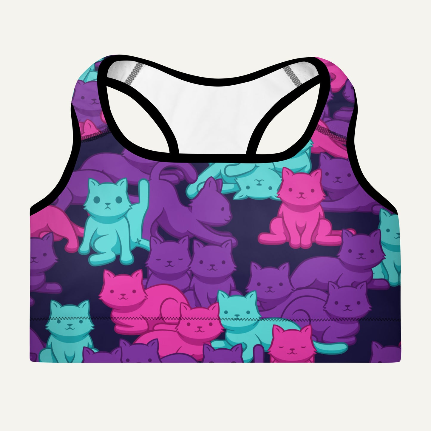 Cyberpunk Camo Cat Padded Sports Bra
