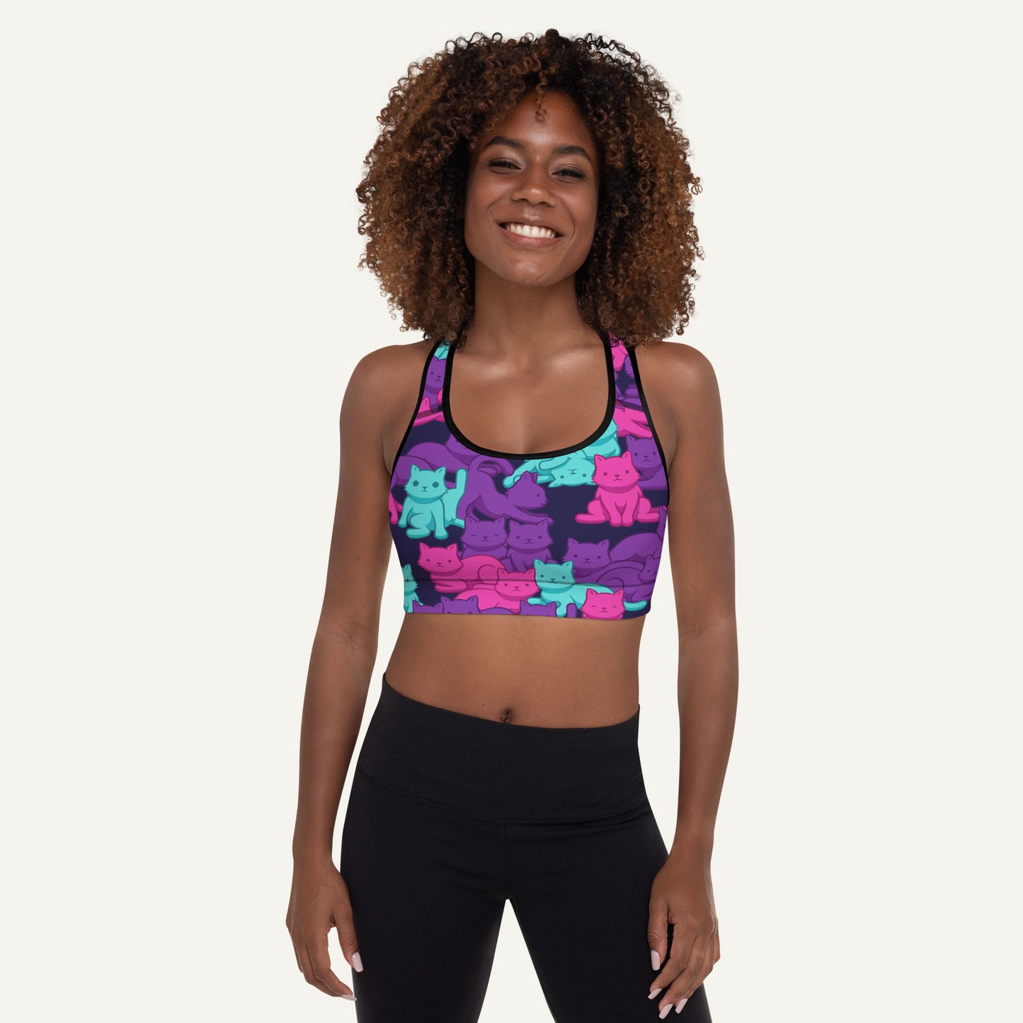 Cyberpunk Camo Cat Padded Sports Bra