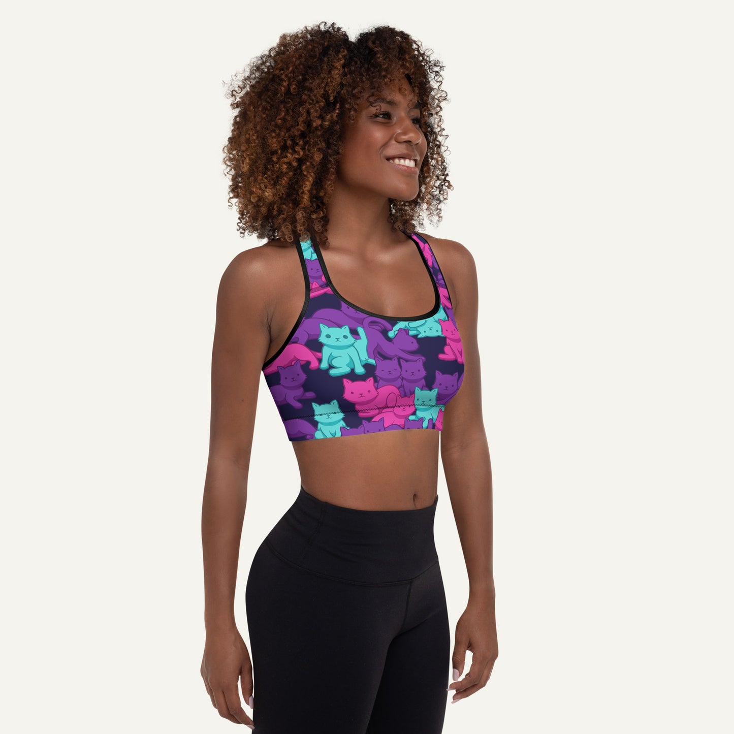 Cyberpunk Camo Cat Padded Sports Bra