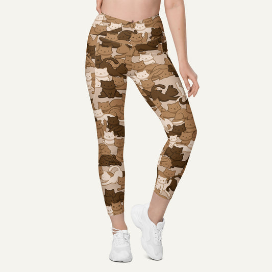Desert Camo Cat Crossover Pocket Leggings