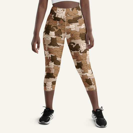 Desert Camo Cat High-Waisted Capri Leggings