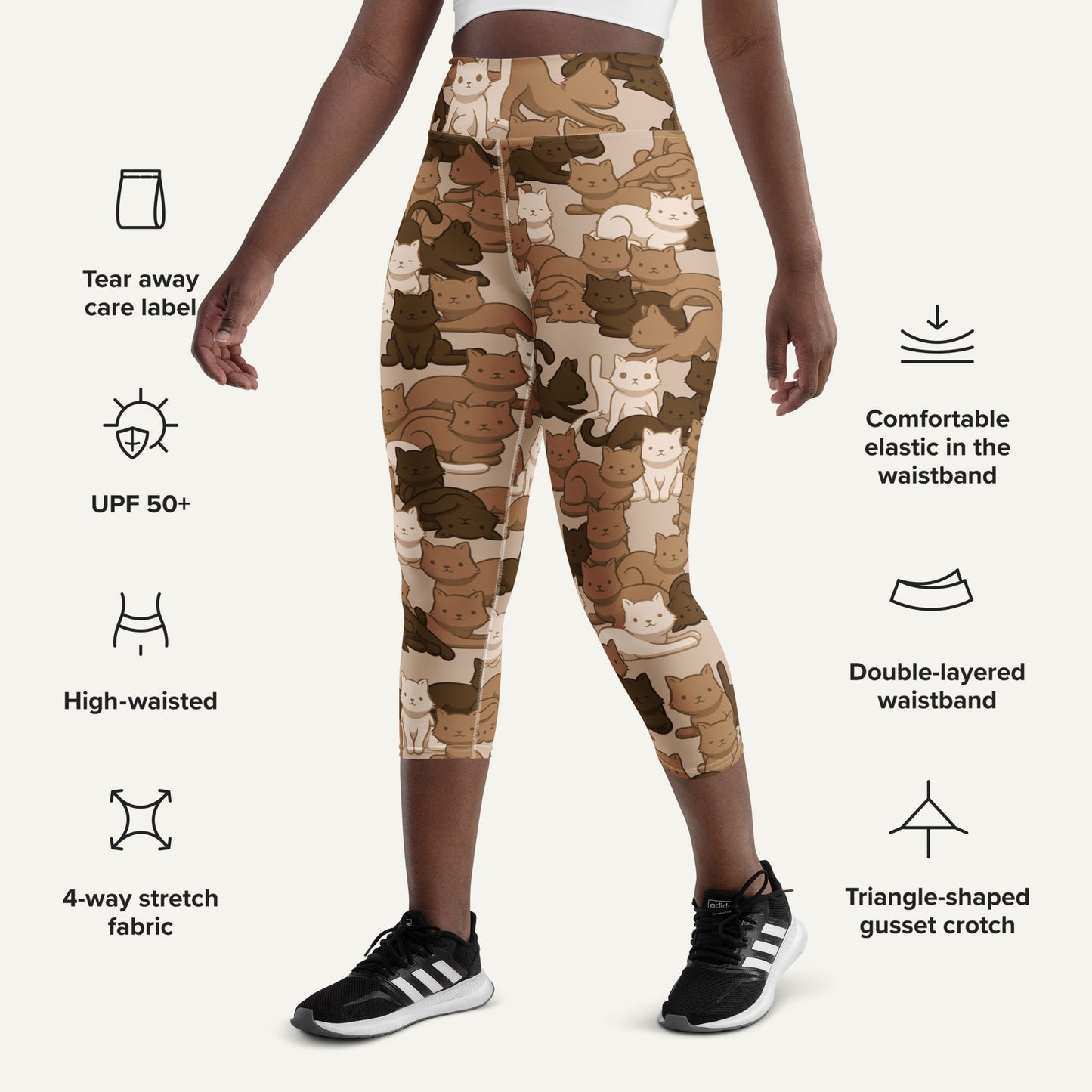 Desert Camo Cat High-Waisted Capri Leggings