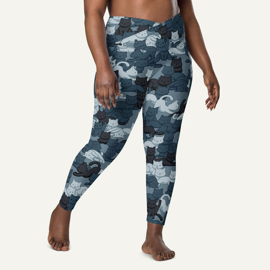 Navy Camo Cat Crossover Pocket Leggings