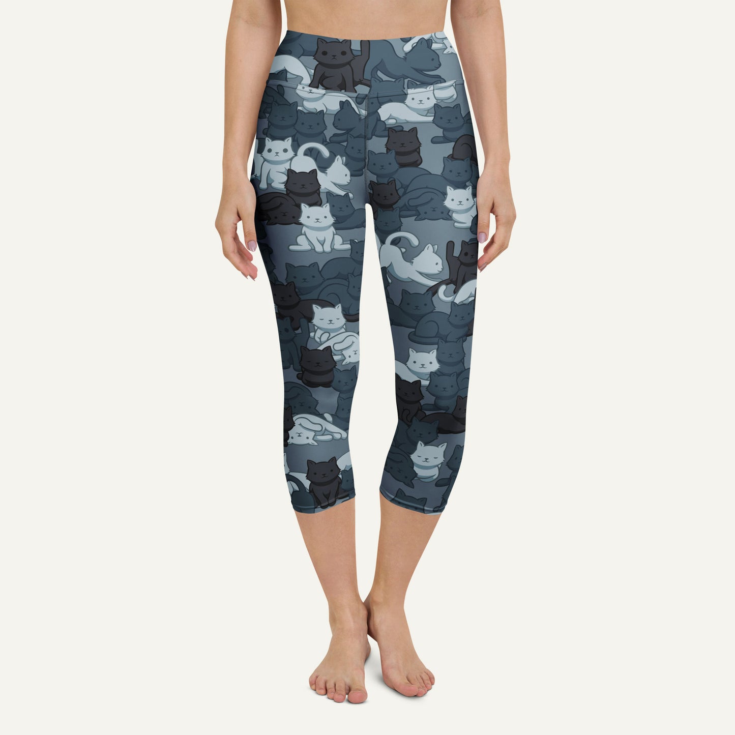 Navy Camo Cat High-Waisted Capri Leggings