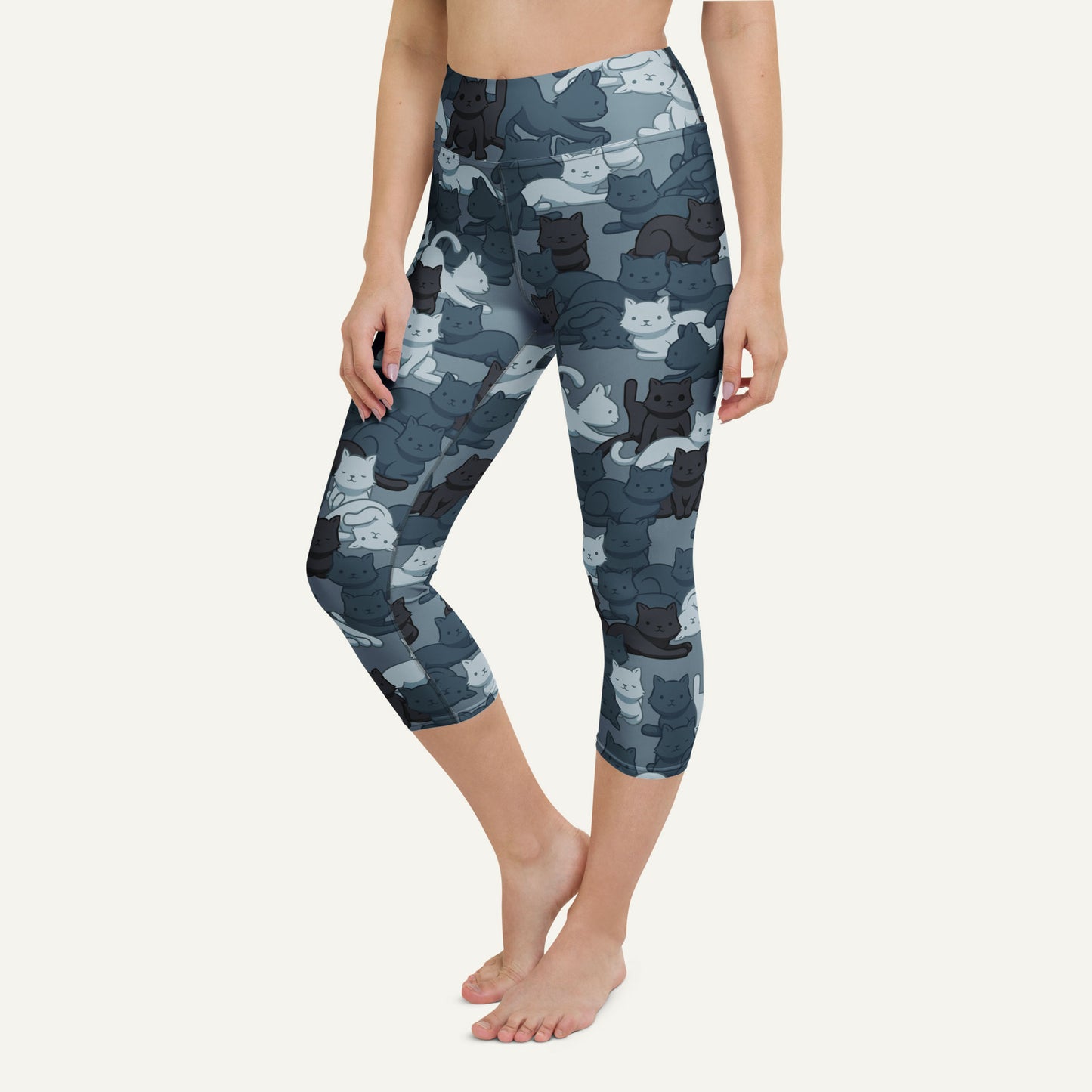Navy Camo Cat High-Waisted Capri Leggings