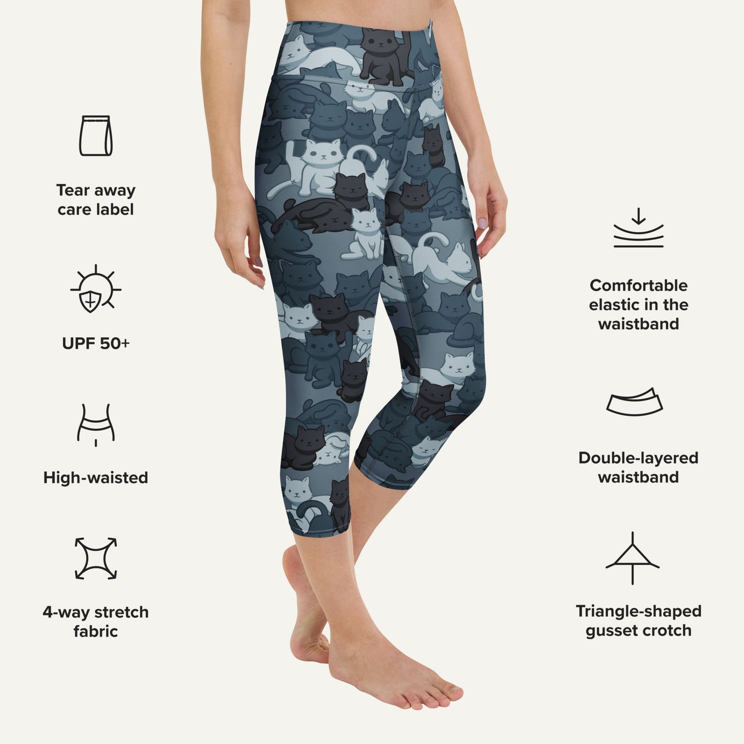 Navy Camo Cat High-Waisted Capri Leggings