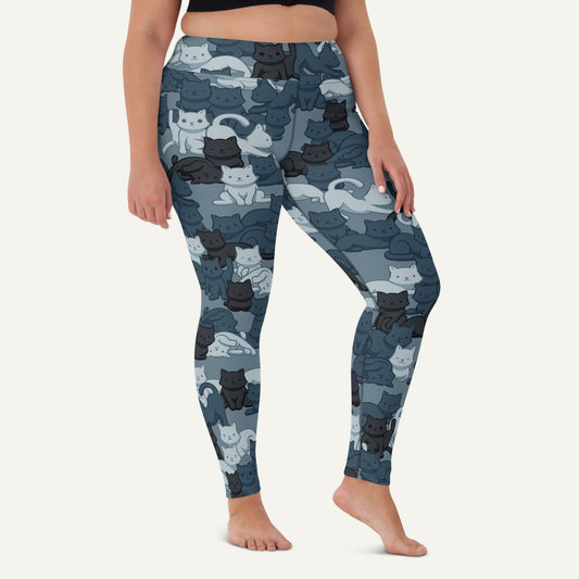 Navy Camo Cat High-Waisted Leggings