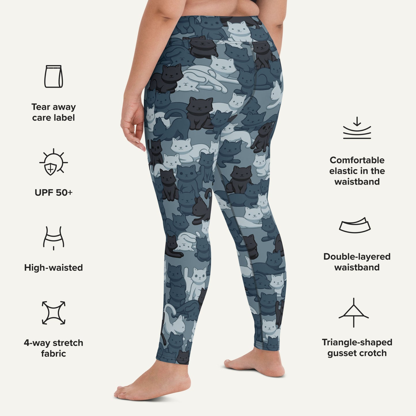 Cats Camouflage Navy High-Waisted Leggings