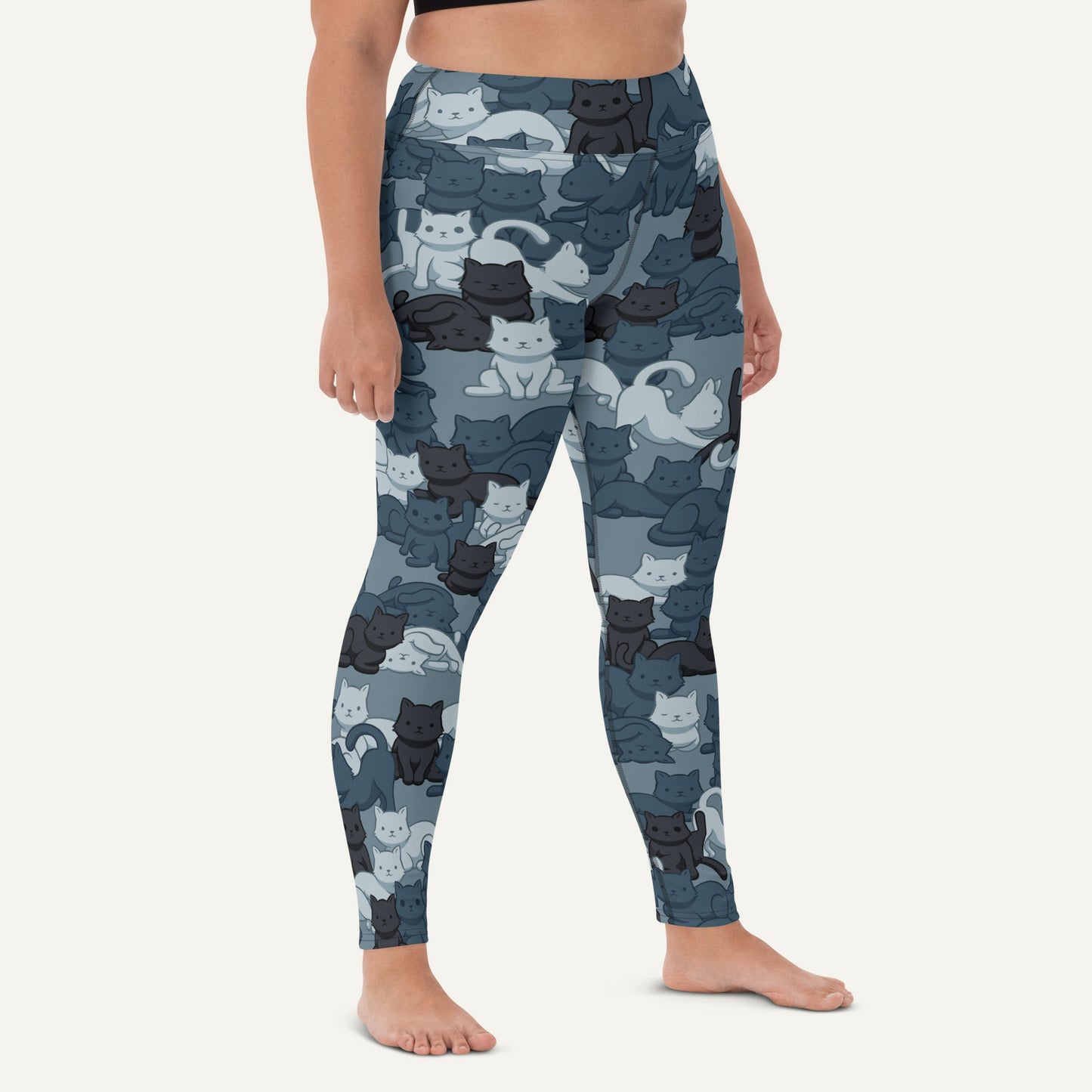 Cats Camouflage Navy High-Waisted Leggings