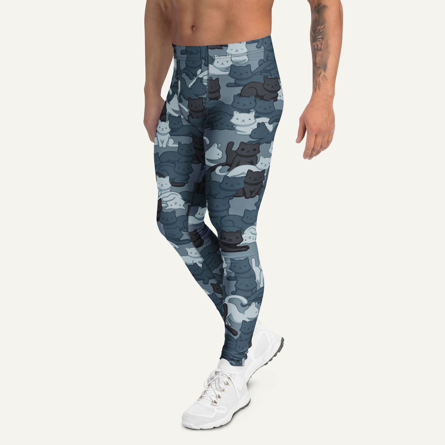Navy Camo Cat Men's Leggings