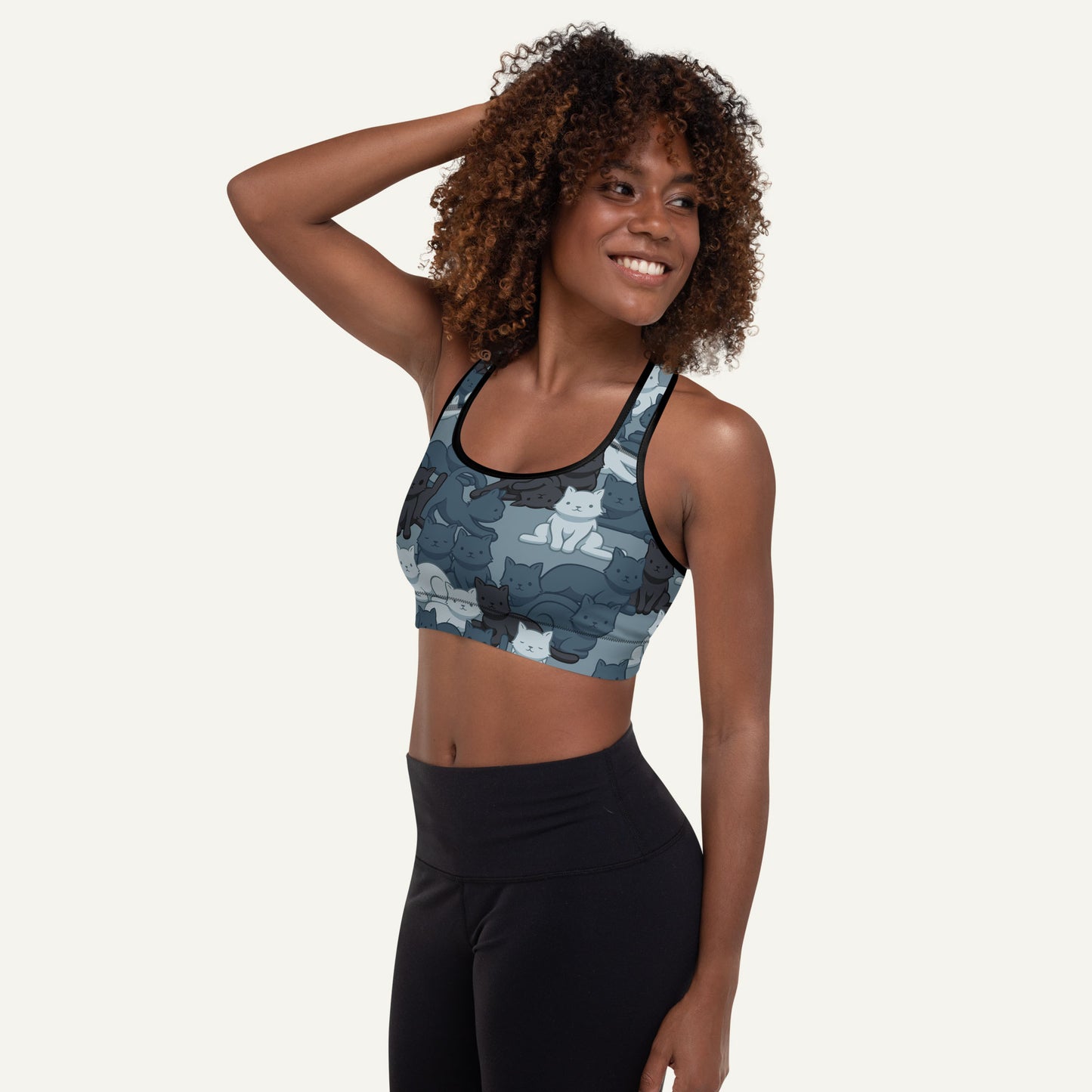 Navy Camo Cat Padded Sports Bra