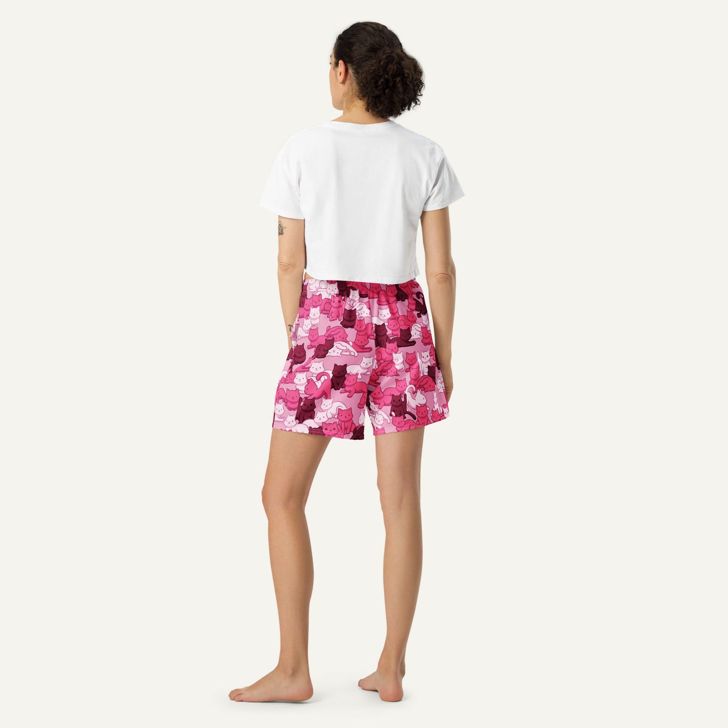 Pink Camo Cat Athletic Shorts