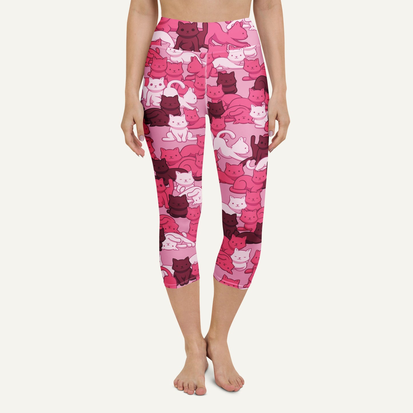 Pink Camo Cat High-Waisted Capri Leggings