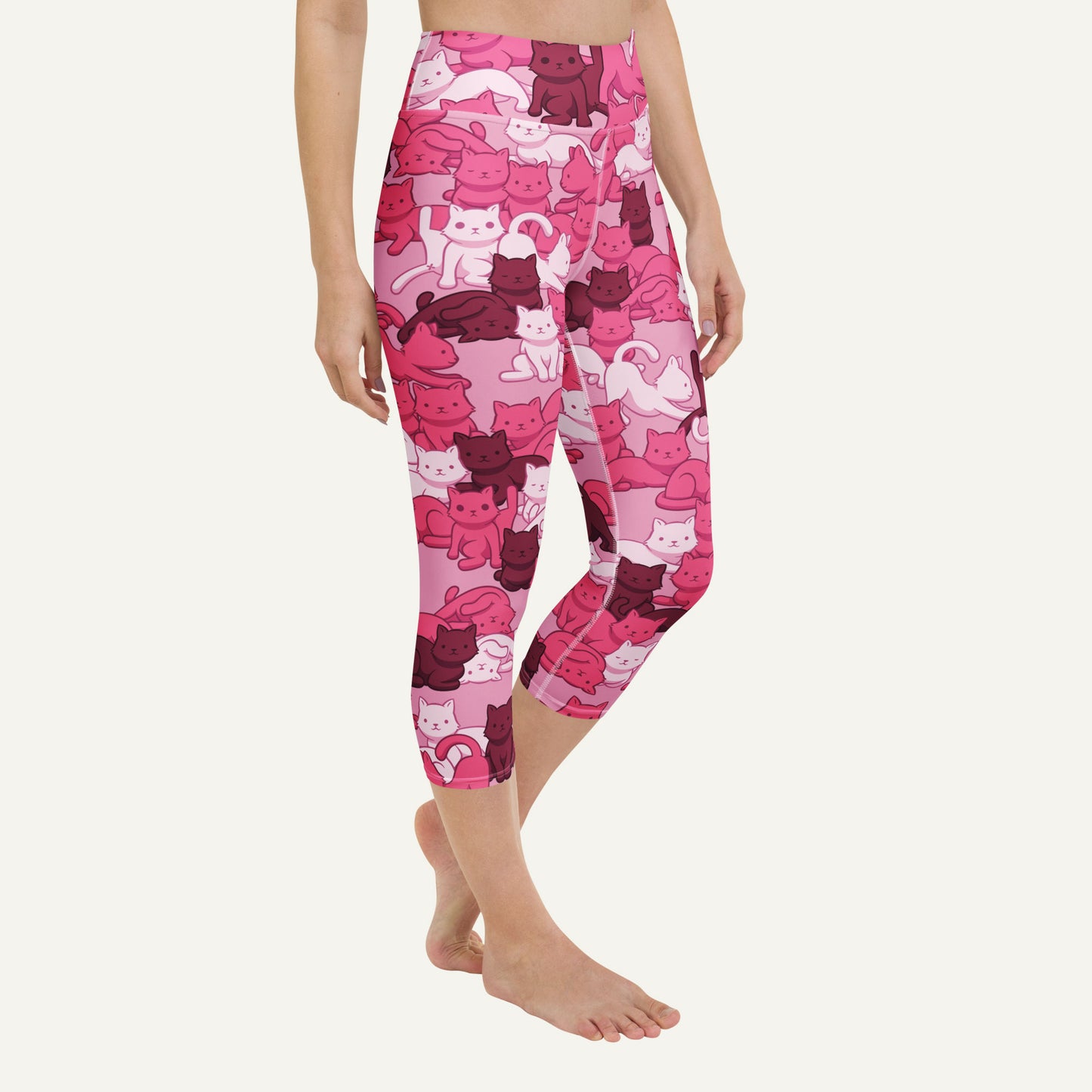 Pink Camo Cat High-Waisted Capri Leggings