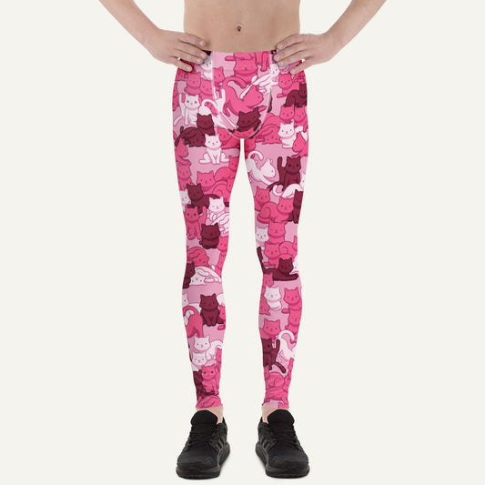 Pink Camo Cat Men's Leggings