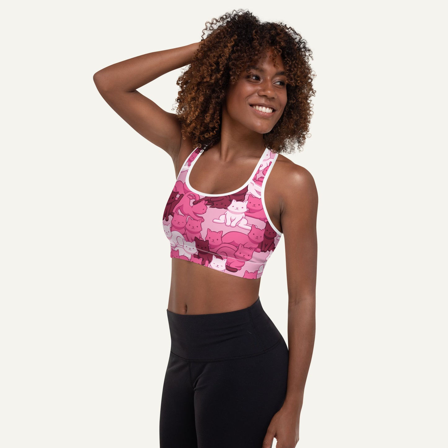 Pink Camo Cat Padded Sports Bra
