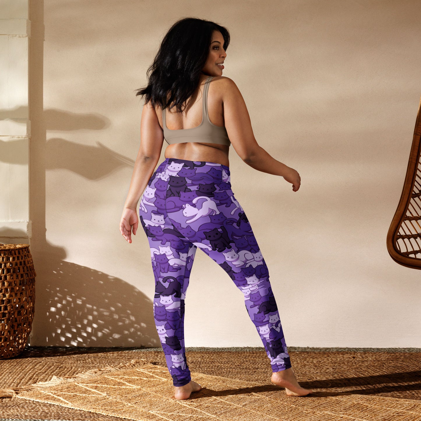 Purple Camo Cat High-Waisted Leggings