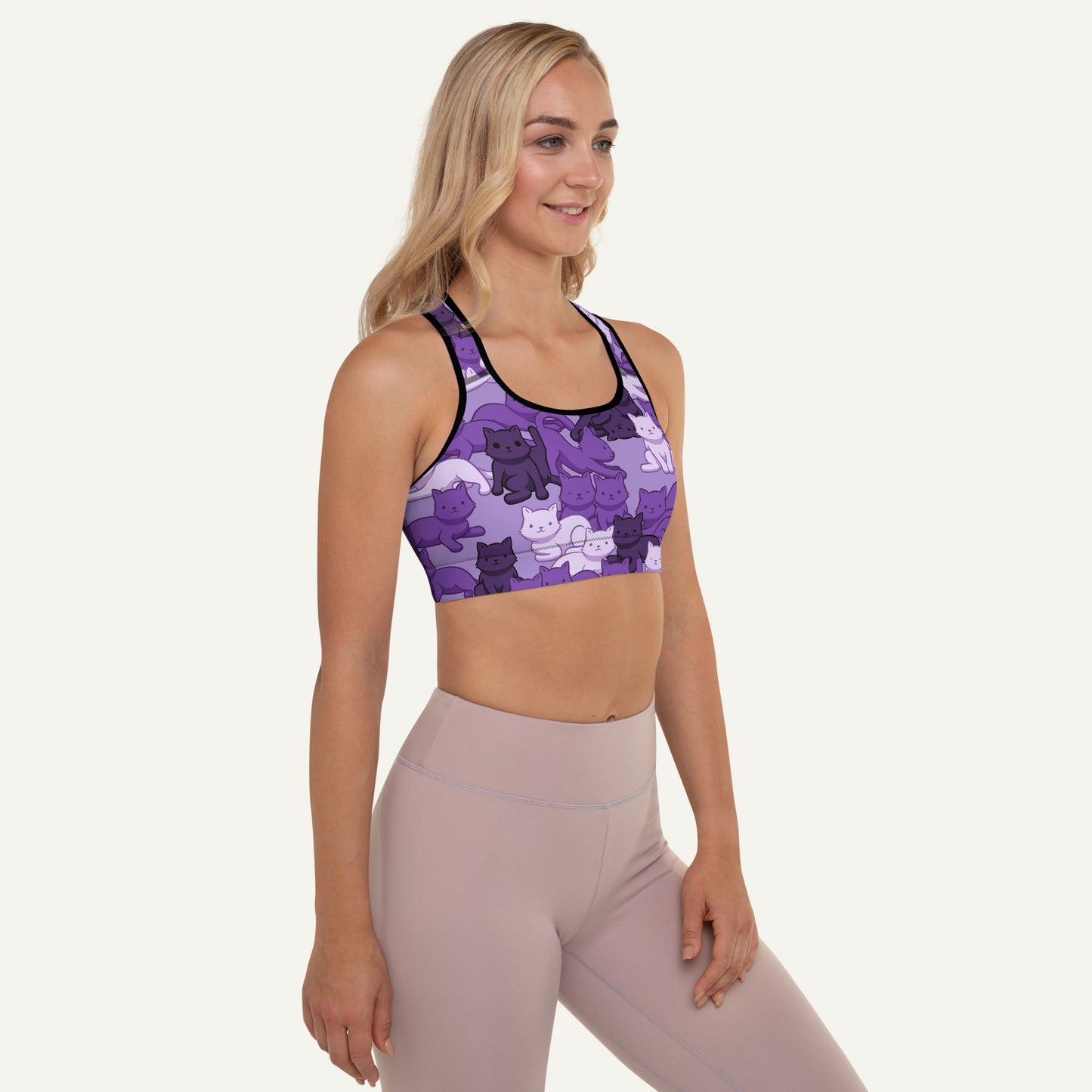 Purple Camo Cat Padded Sports Bra