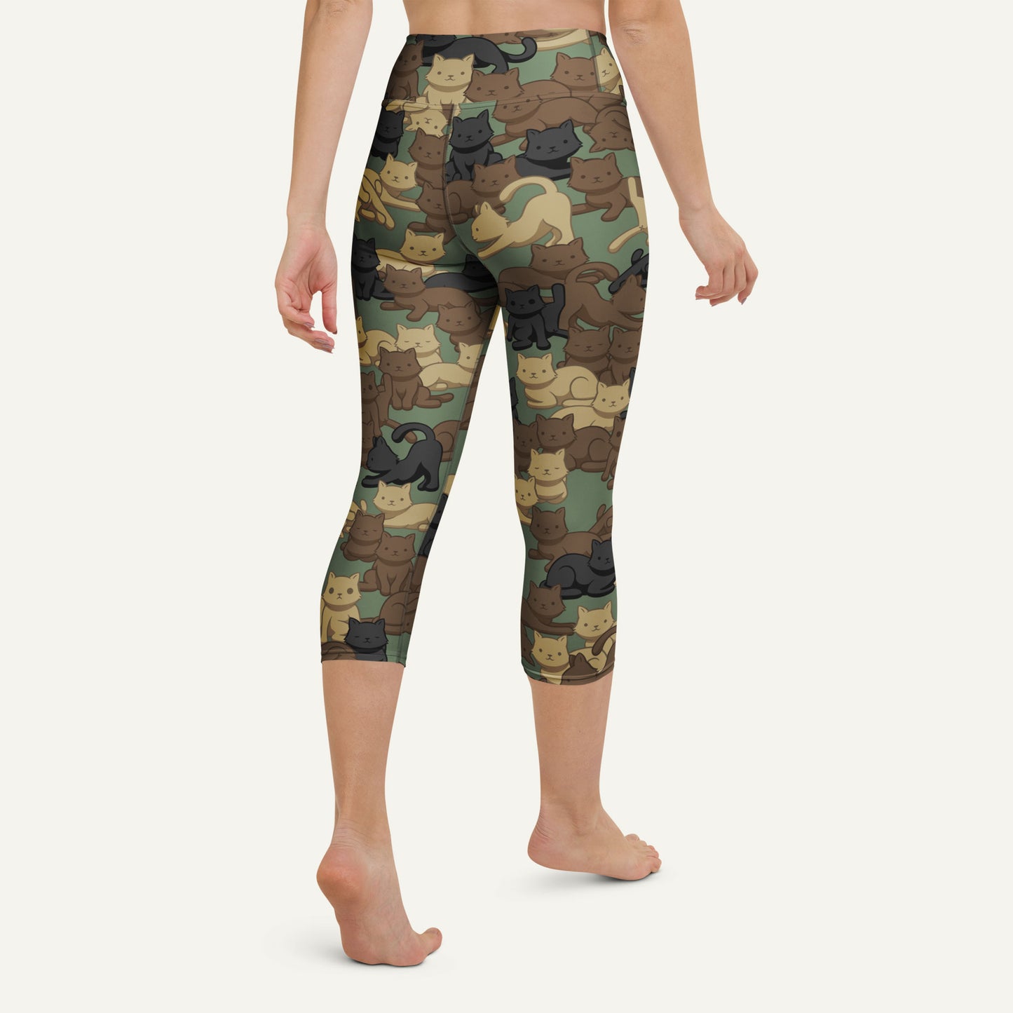 Woodland Camo Cat High-Waisted Capri Leggings