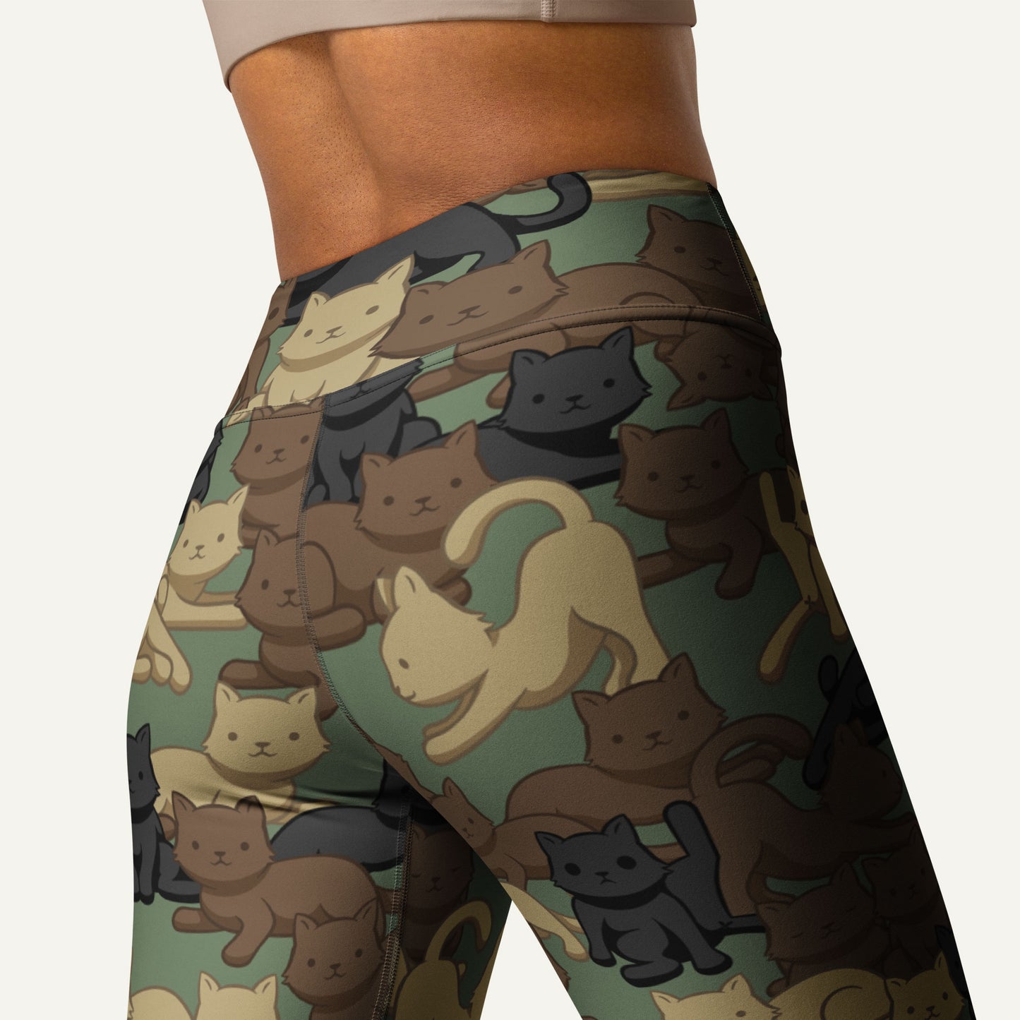 Cats Camouflage Woodland High-Waisted Leggings