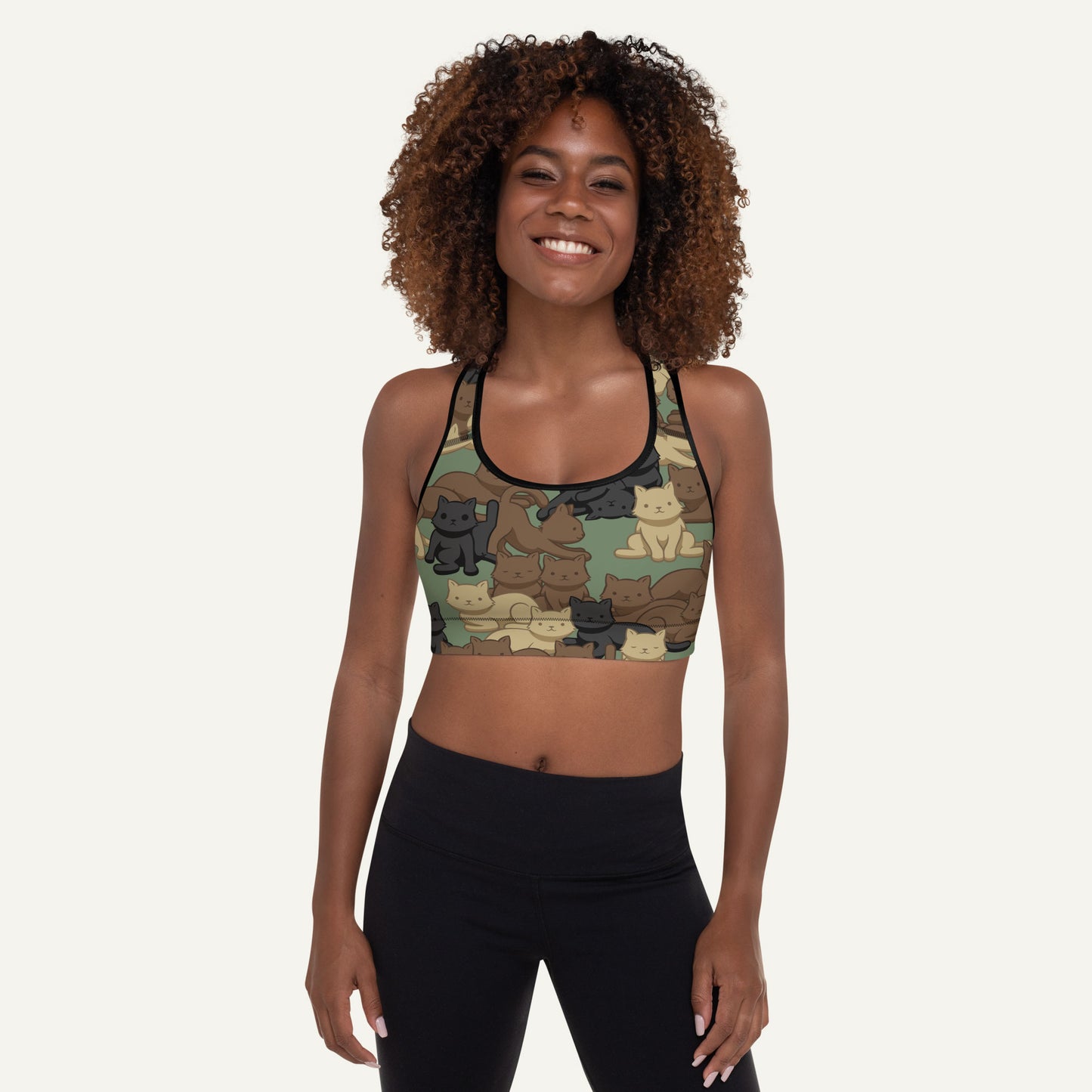 Cats Camouflage Woodland Padded Sports Bra