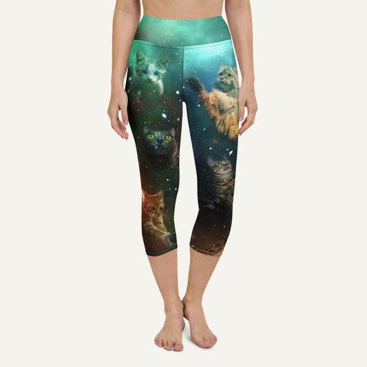 Cats In Space High-Waisted Capri Leggings