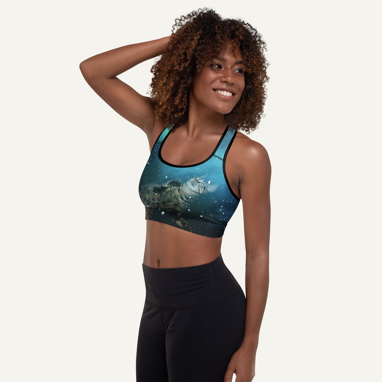 Cats In Space Padded Sports Bra