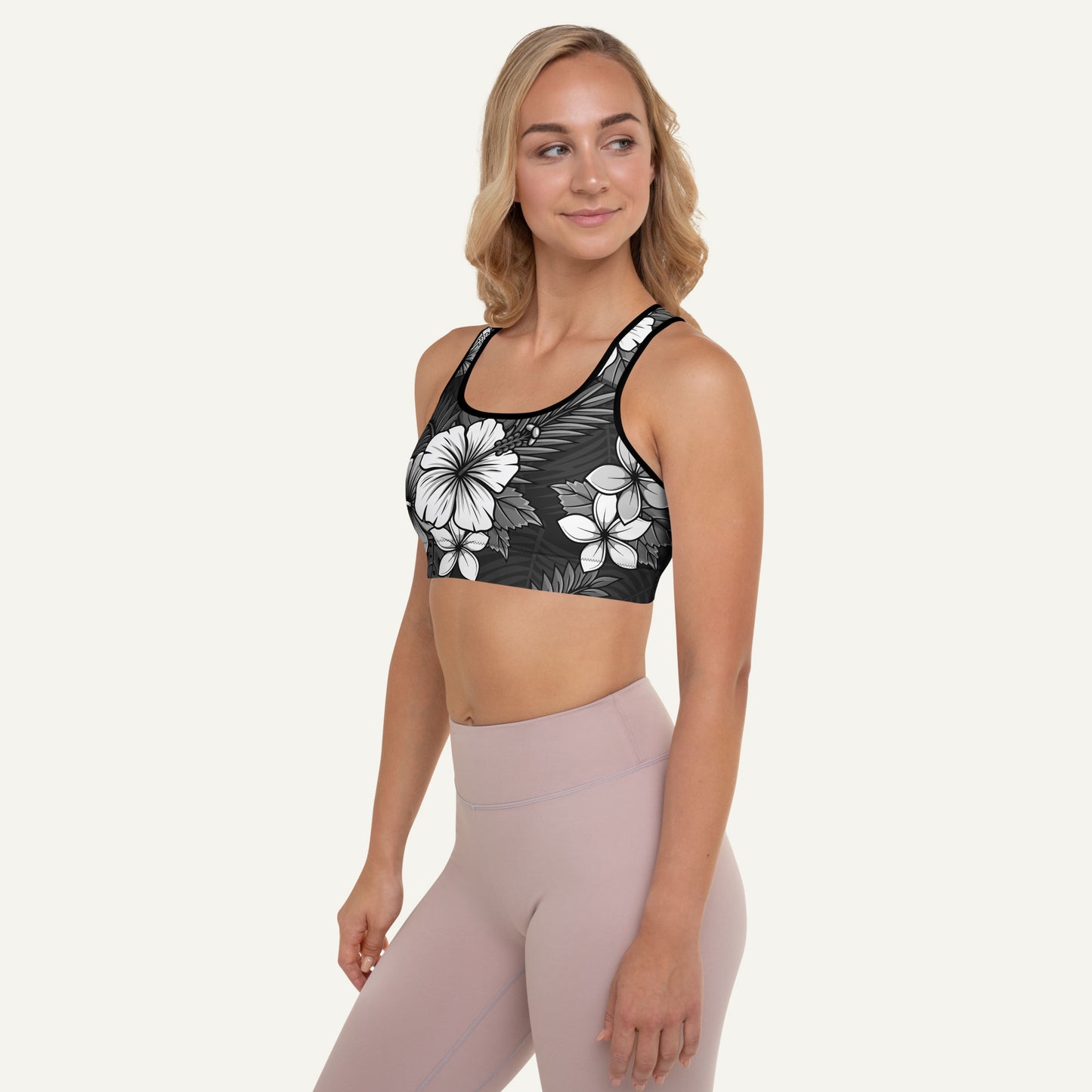 Charcoal Tropical Florals Padded Sports Bra - Ministry of Sweat