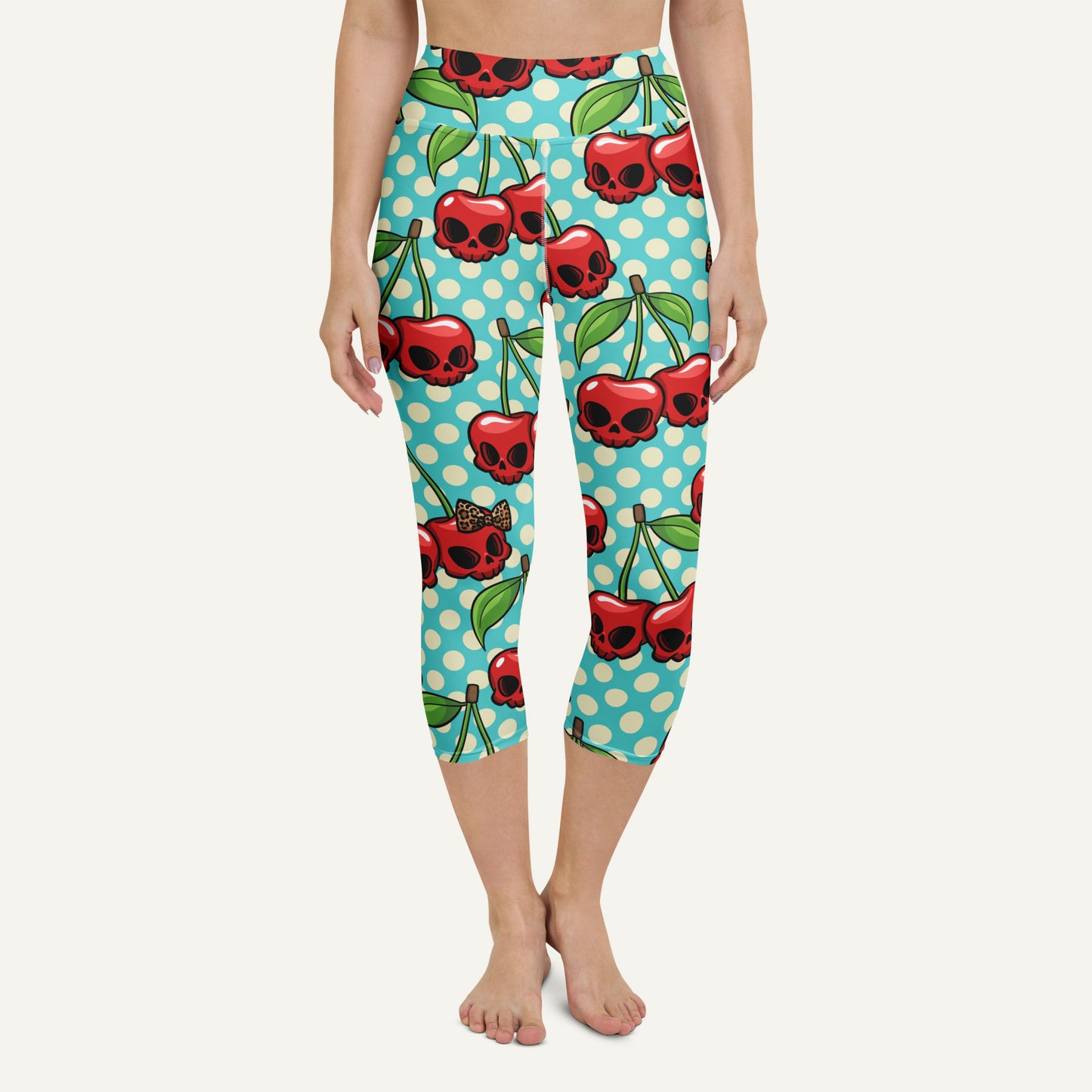 Cherry Skulls High-Waisted Capri Leggings