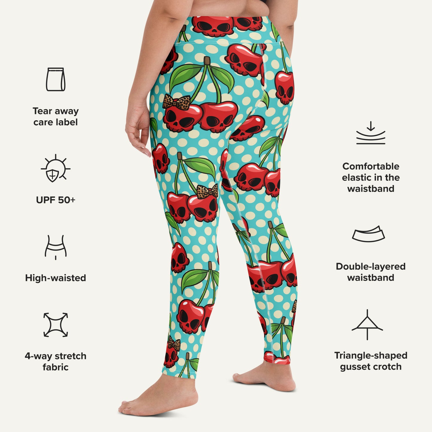 Cherry Skulls High-Waisted Leggings