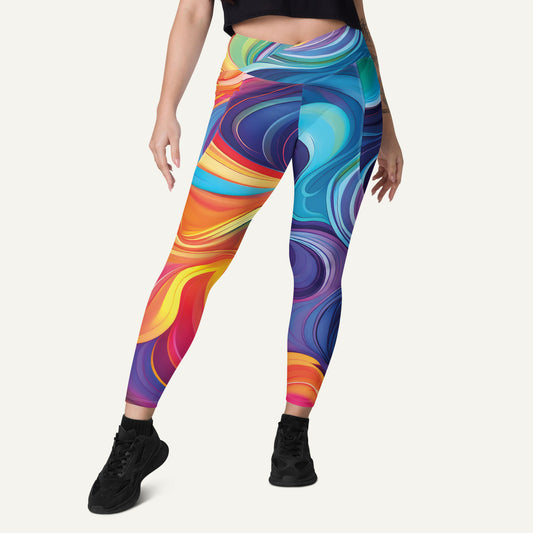 Color Swirls Crossover Pocket Leggings