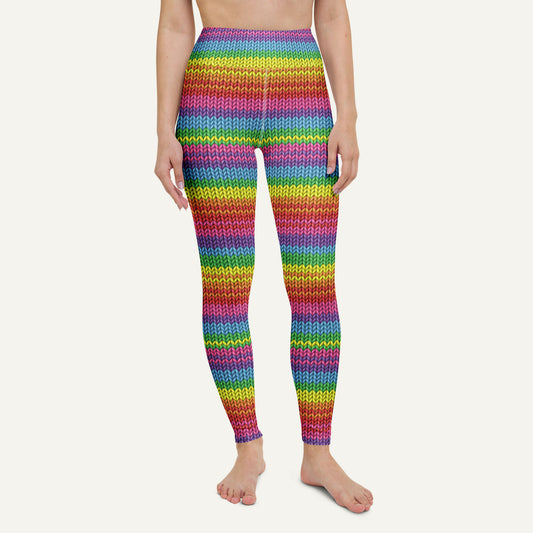 Colorful Knit Print High-Waisted Leggings