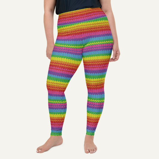 Colorful Knit Print Plus Size Leggings