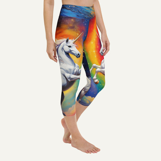 Cosmic Unicorn High-Waisted Capri Leggings