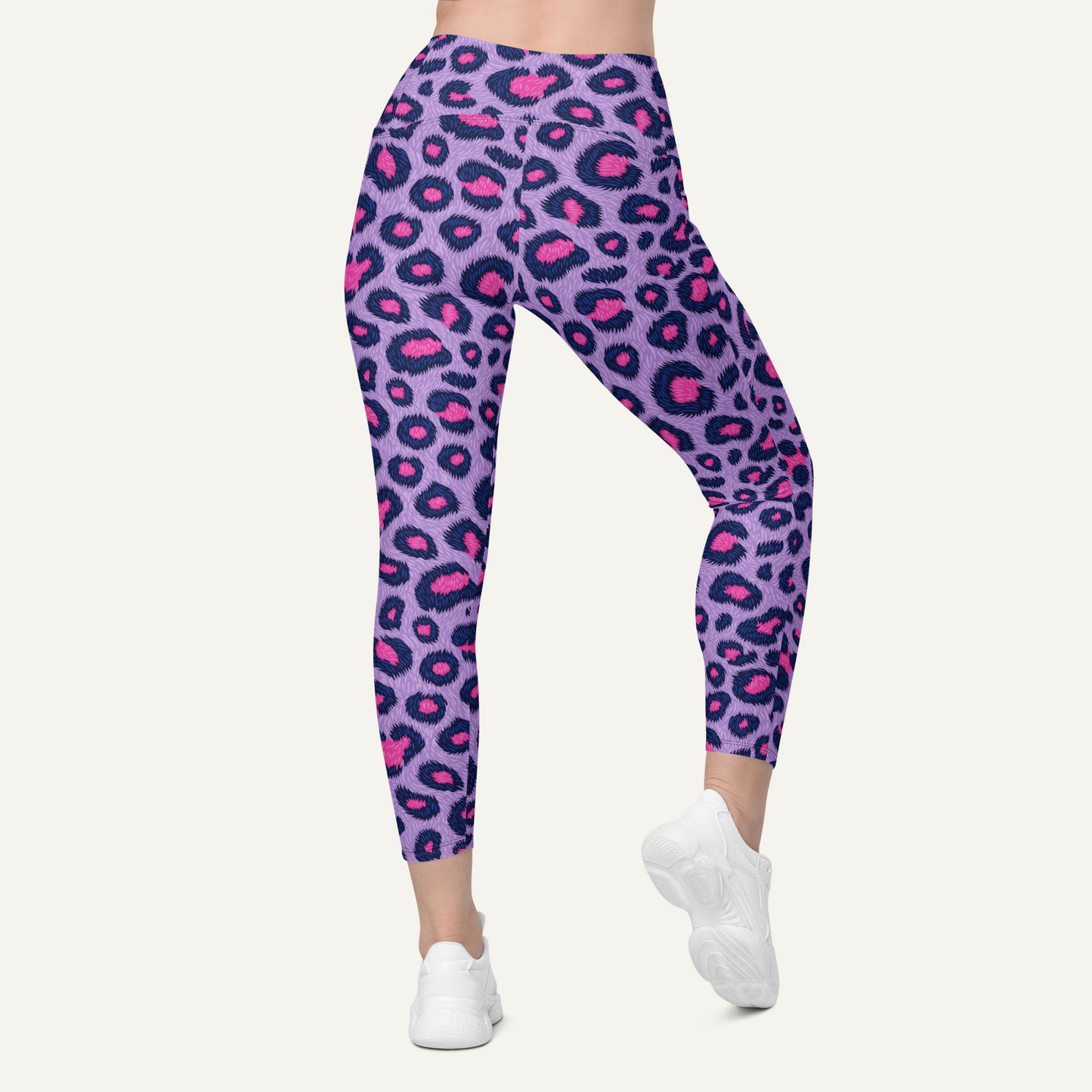Cyberpunk Leopard Print Crossover Leggings With Pockets