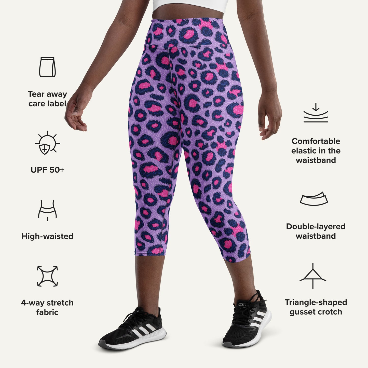 Cyberpunk Leopard Print High-Waisted Capri Leggings