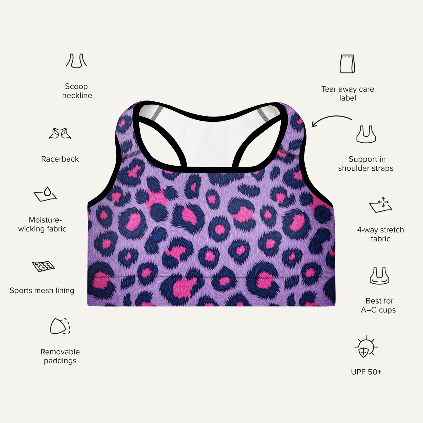 Cyberpunk Leopard Print Padded Sports Bra