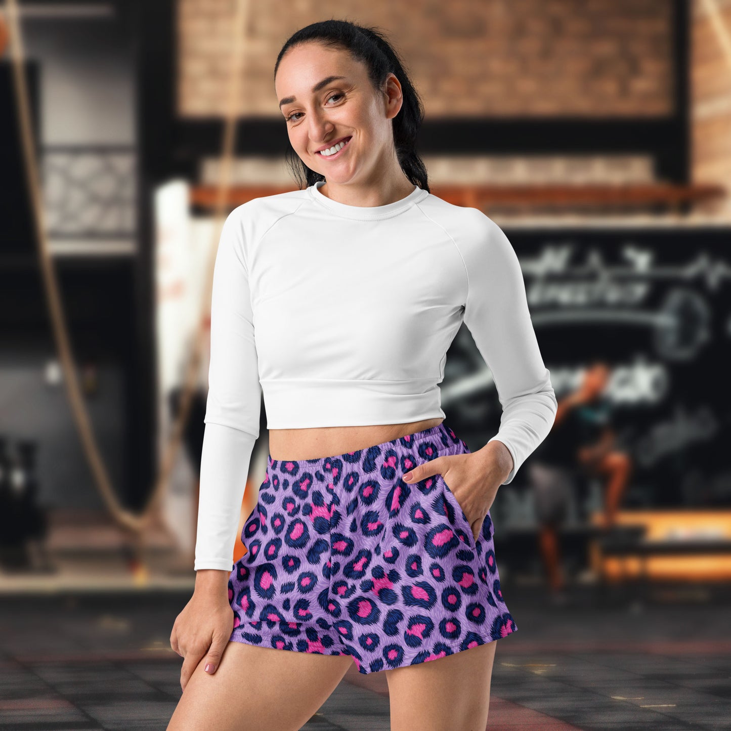 Cyberpunk Leopard Print Women's Athletic Shorts