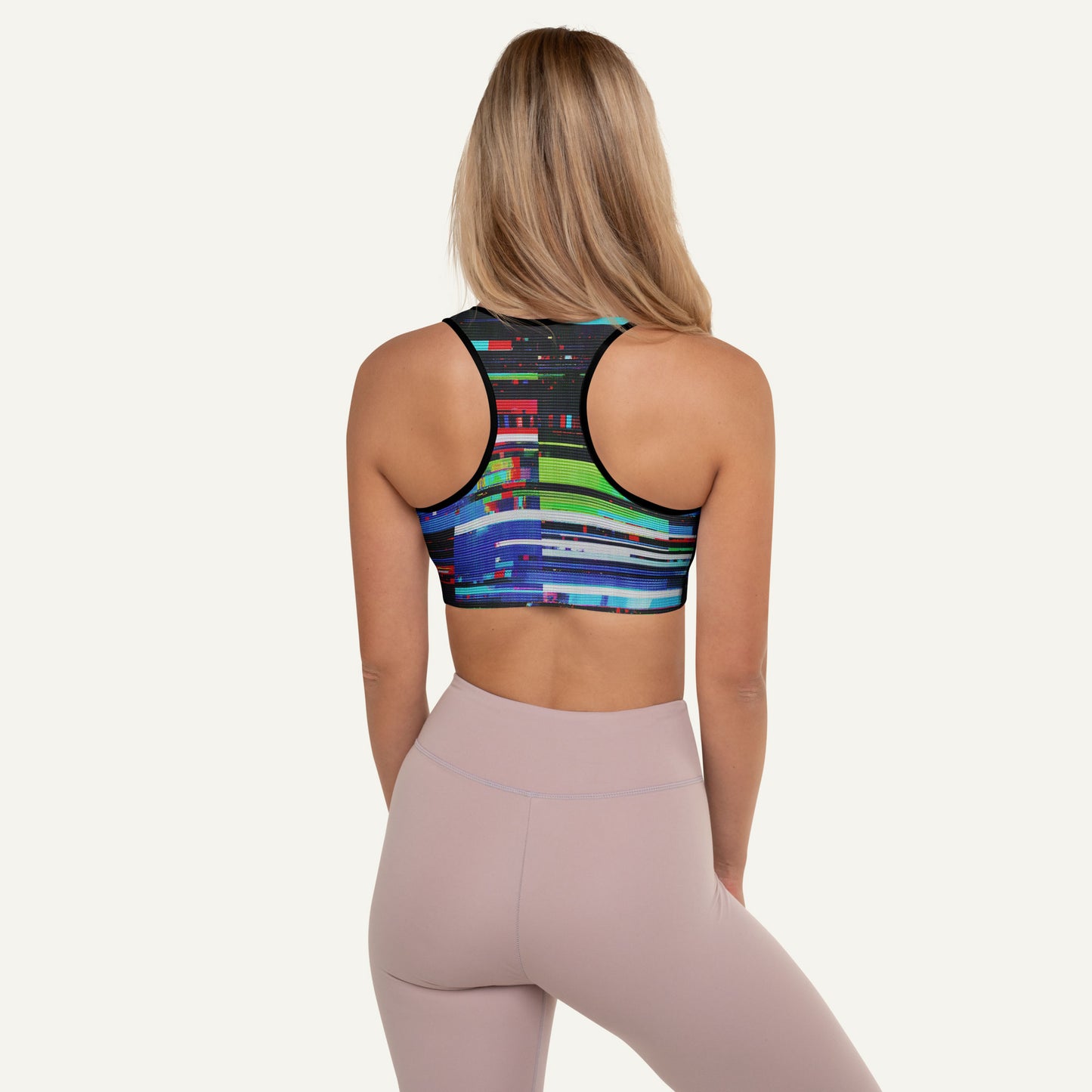 Digital Glitch Padded Sports Bra