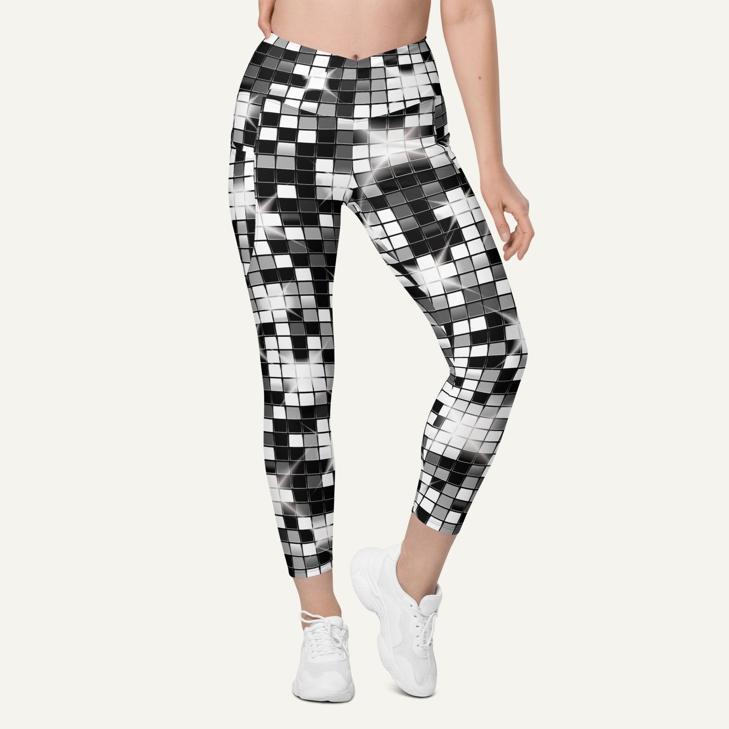 Disco Ball Crossover Leggings With Pockets
