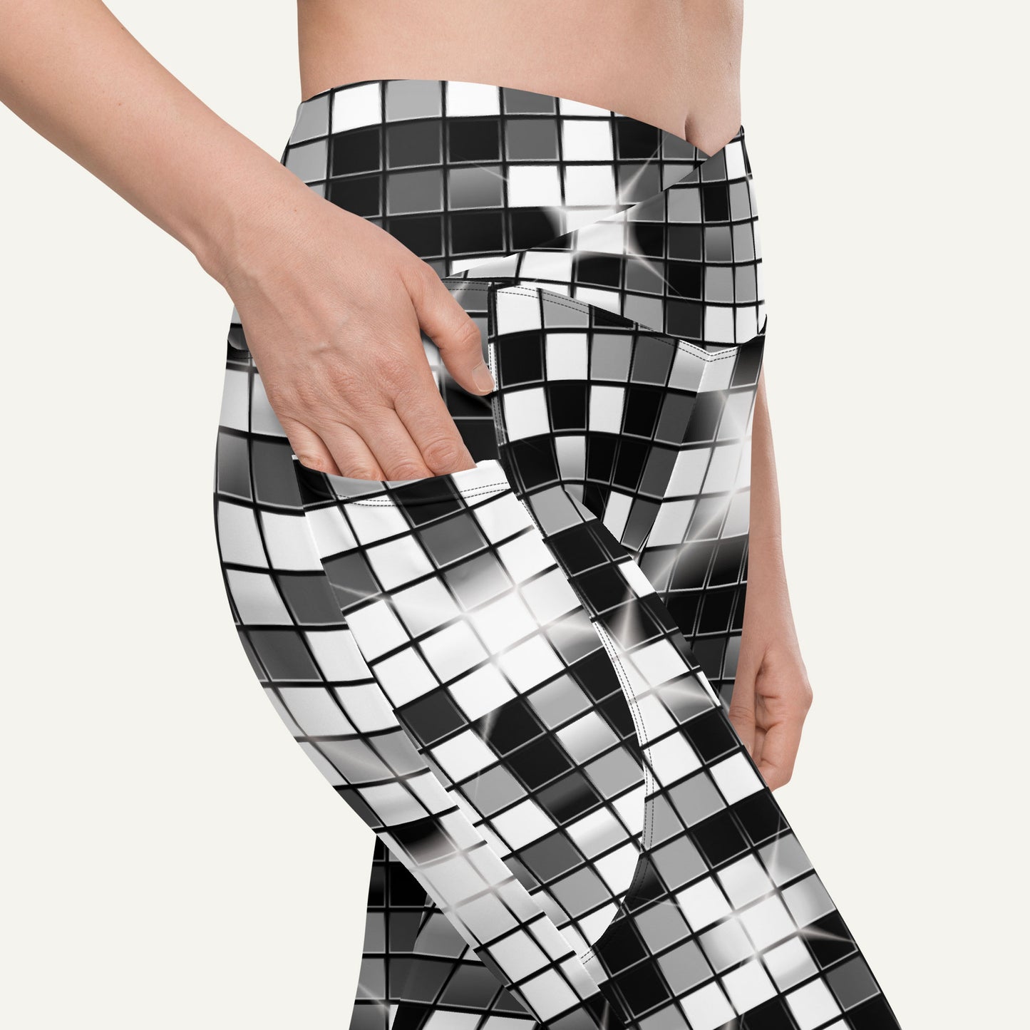Disco Ball Crossover Leggings With Pockets