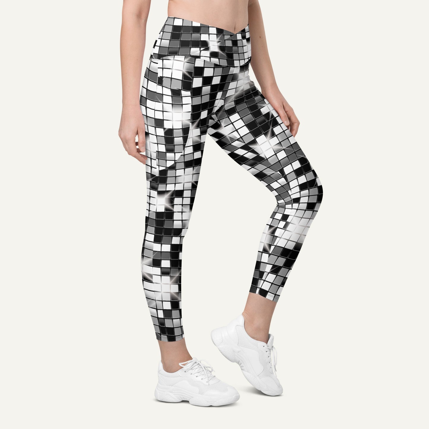 Disco Ball Crossover Leggings With Pockets