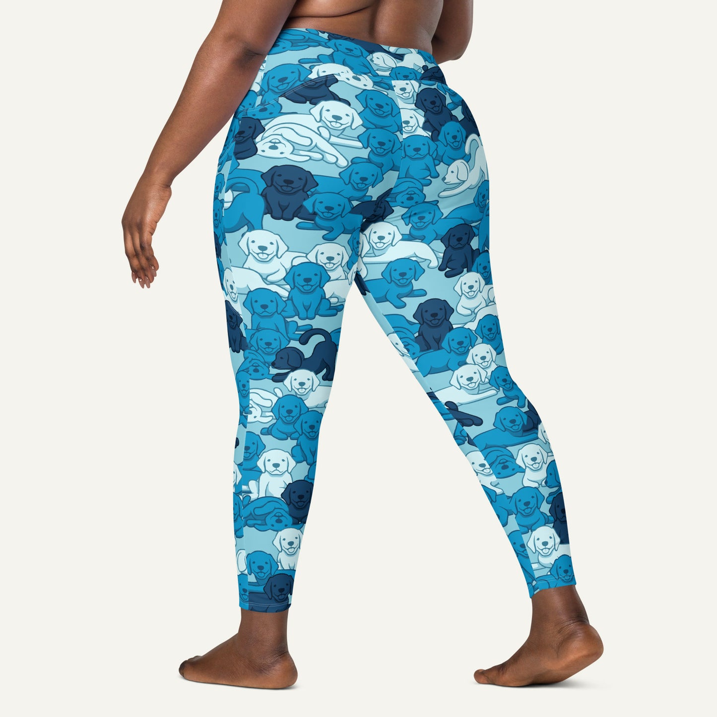 Dogs Camouflage Blue Crossover Leggings With Pockets