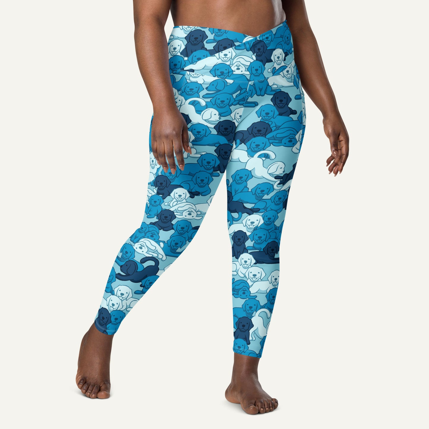 Dogs Camouflage Blue Crossover Leggings With Pockets
