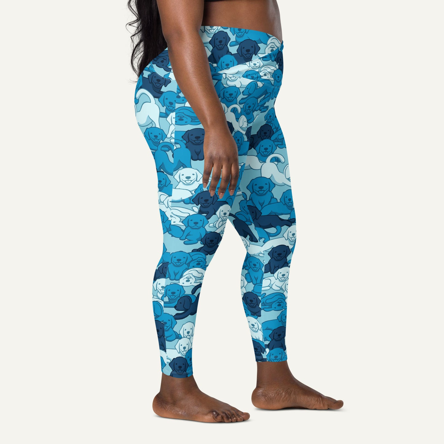 Dogs Camouflage Blue Crossover Leggings With Pockets