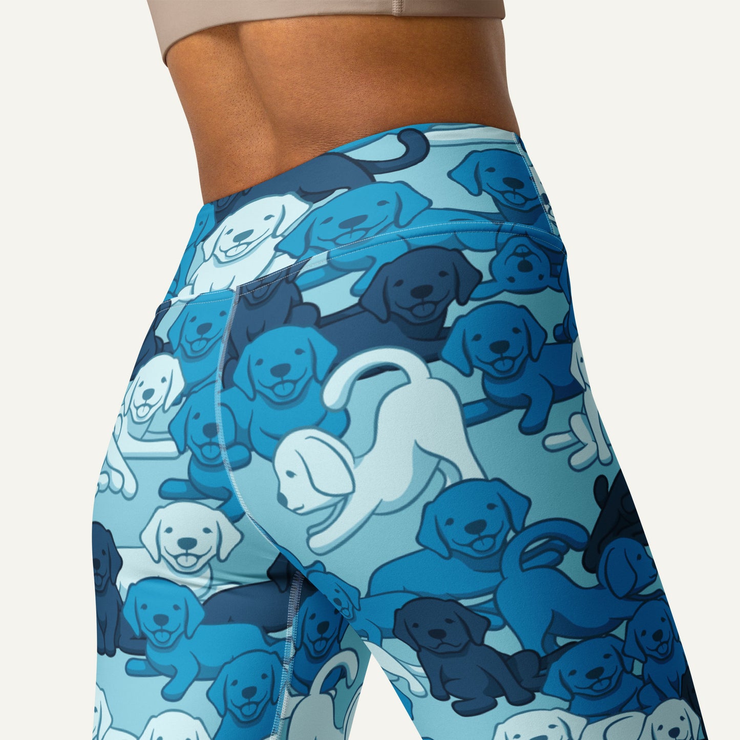 Dogs Camouflage Blue High-Waisted Leggings