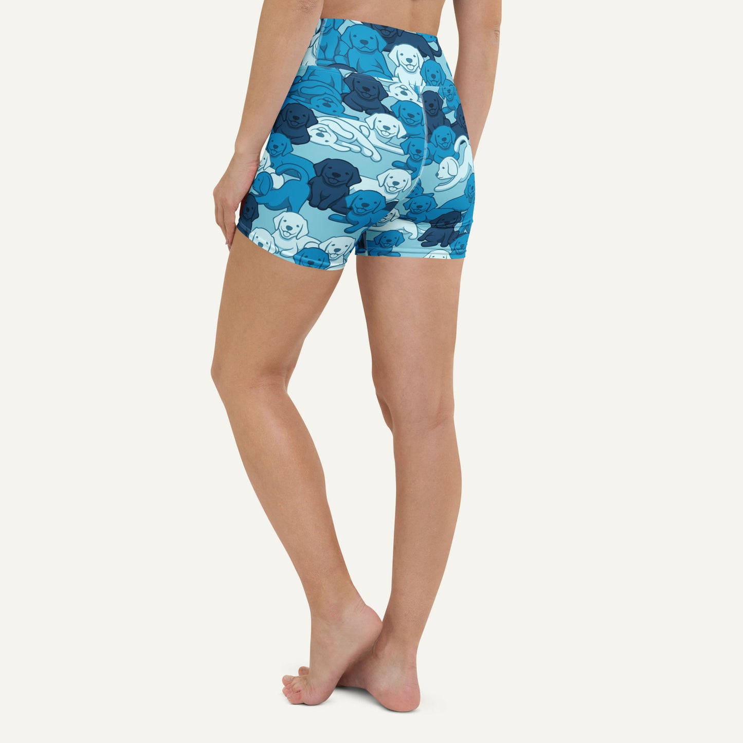Blue Camo Dog High-Waisted Shorts