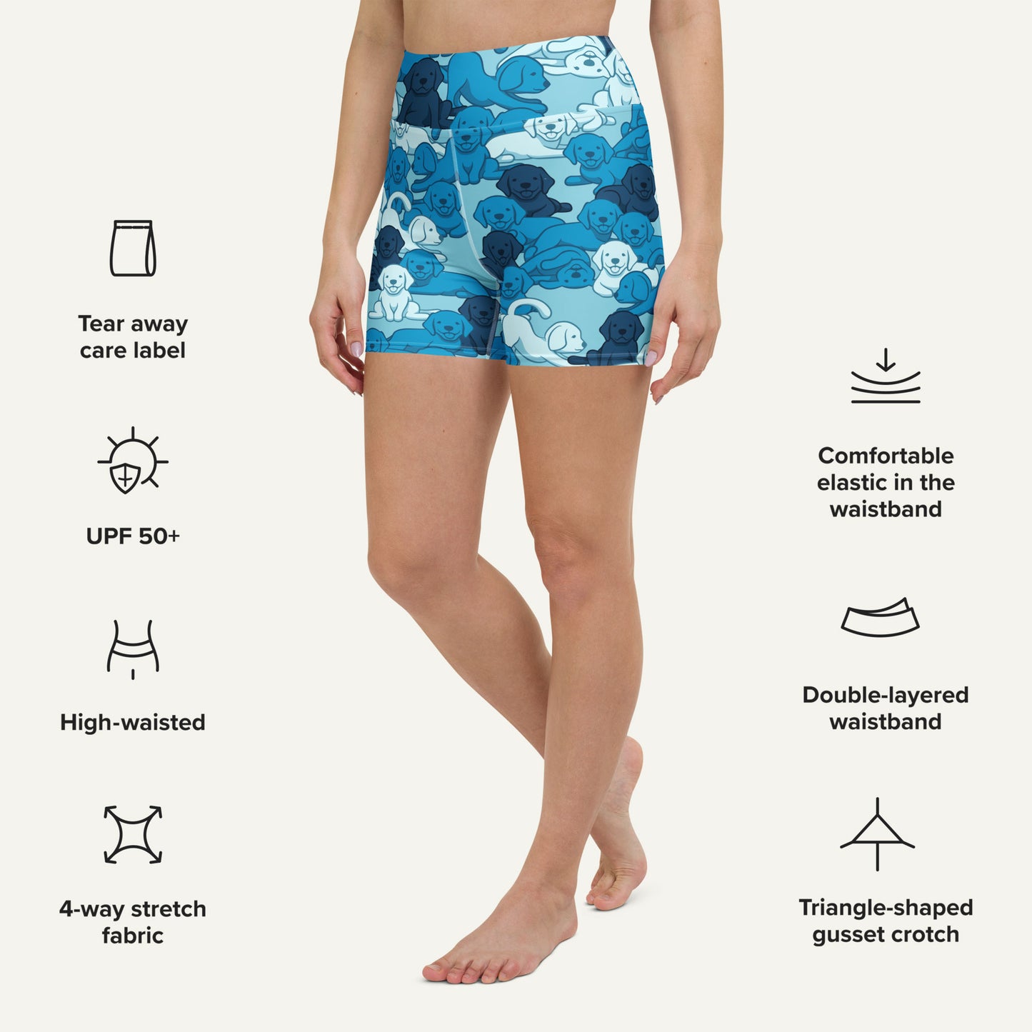 Blue Camo Dog High-Waisted Shorts
